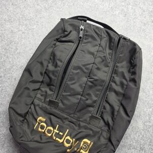 FootJoy Golf Shoe Bag Black Nylon Dual Zipper Carry Case Gold Logo
